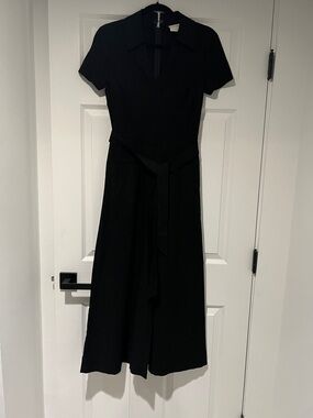 Maeve Classic Black Collared jumpsuit with Waist Tie